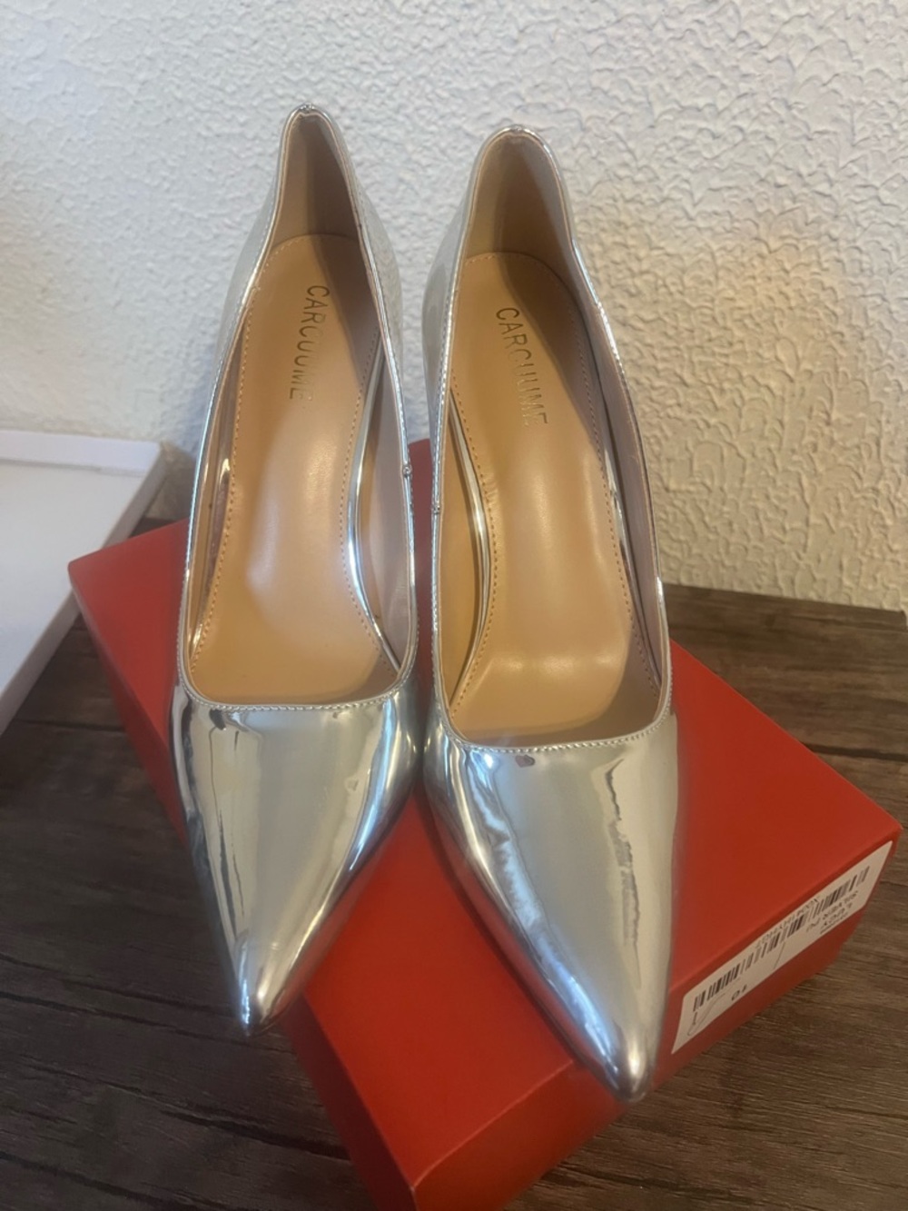 Lucy Metallic Silver Pointed-Toe Stiletto Pumps - Picture 2 of 5